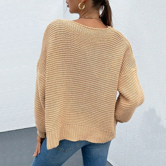 Damen Grobstrick Cardigan mit offenem Schnitt und lässigem Design Fudus
