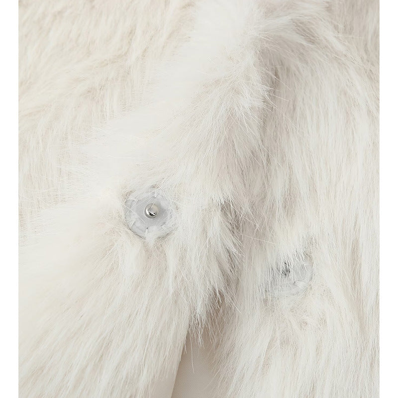 Damen kuschelige Weste aus Kunstpelz mit elegantem Stehkragen Fudus