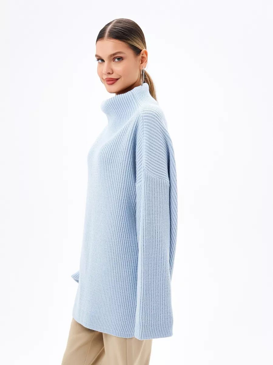 Damen Grobstrick Pullover mit hohem Rollkragen und lässigem Schnitt Fudus