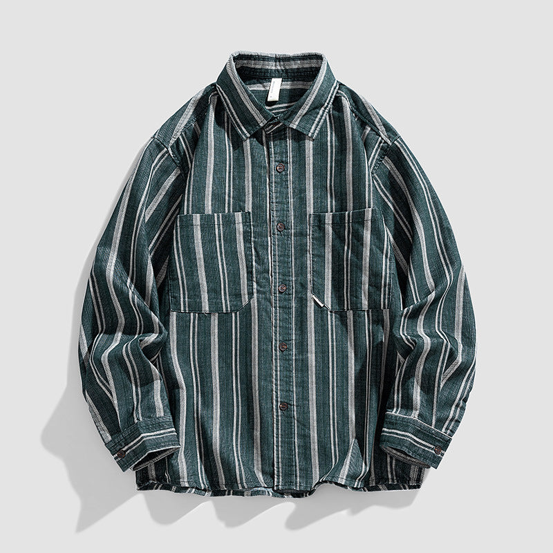 Damen Langarm-Hemd mit dekorativem Streifenmuster Fudus