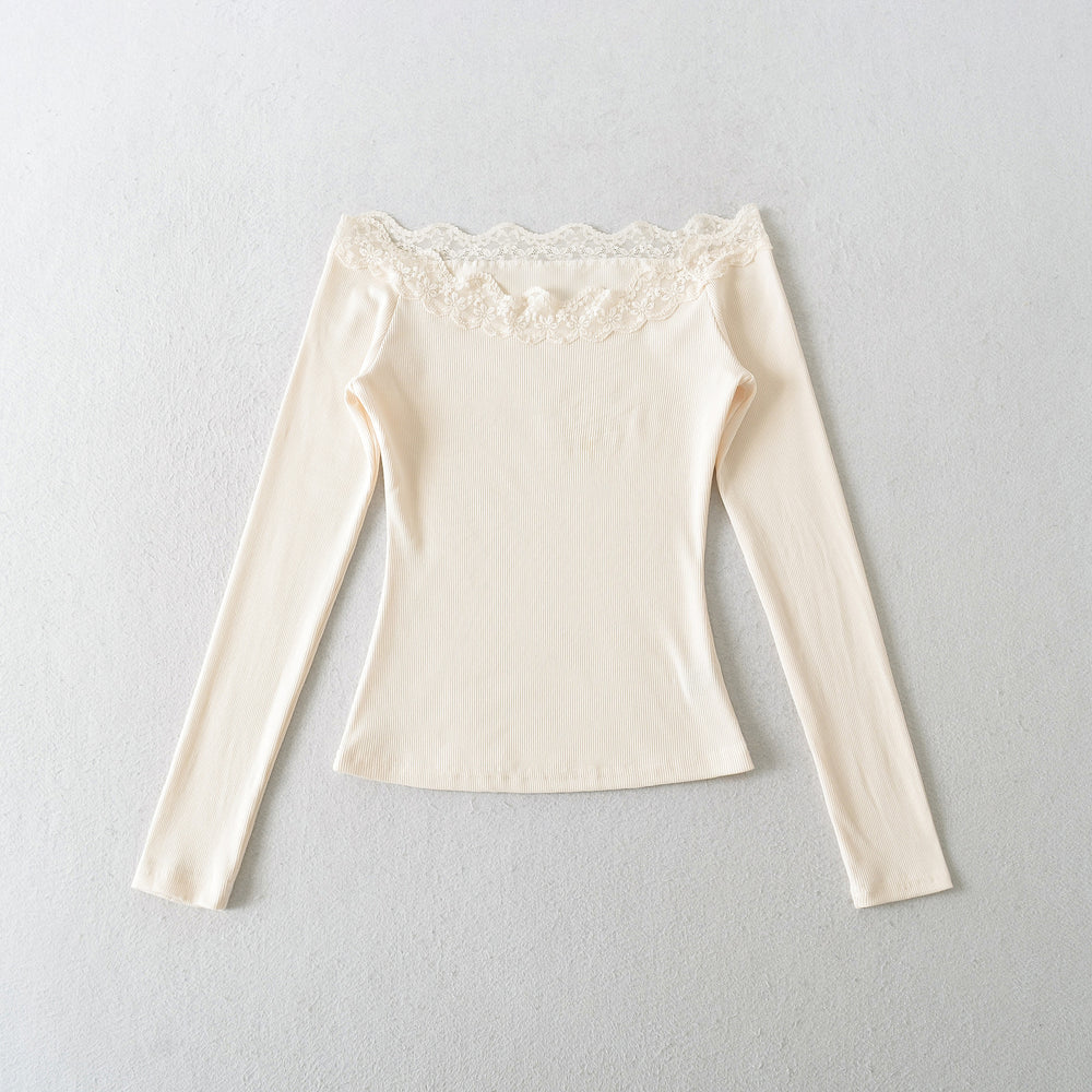 Damen Langarmoberteil mit Spitze