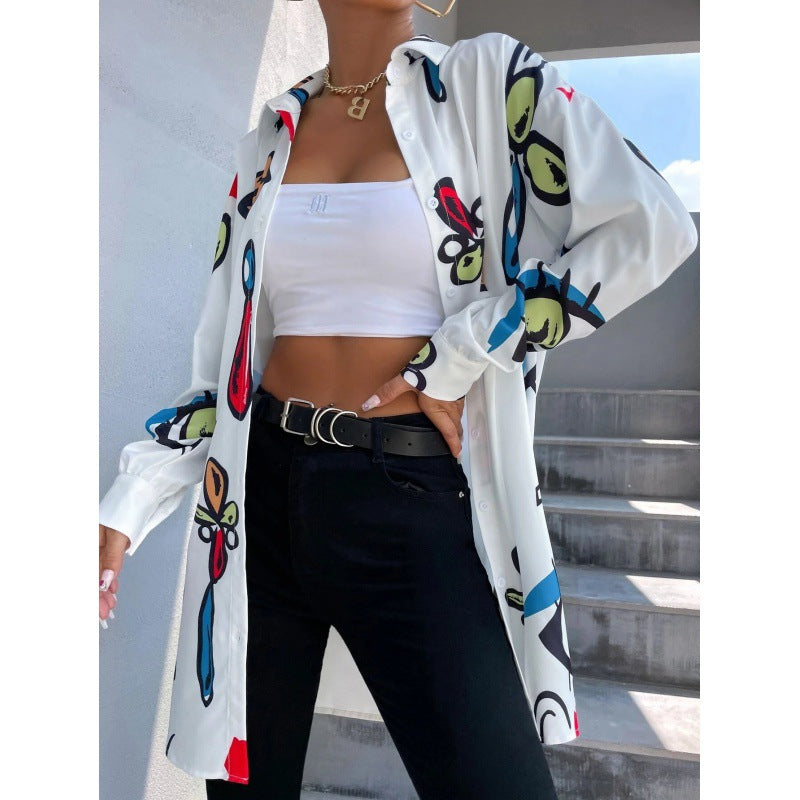 Damen Karierte Overshirt-Jacke mit kreativem Muster Fudus