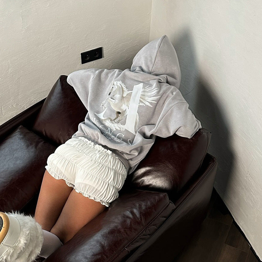 Damen Kapuzenpullover mit kreativem Pegasus-Design Fudus