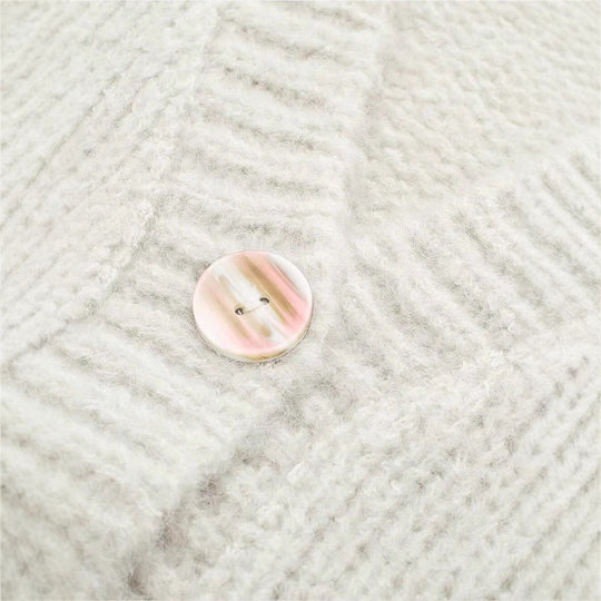 Damen kuschelige Strickjacke mit tiefem V-Ausschnitt und praktischen Taschen Fudus