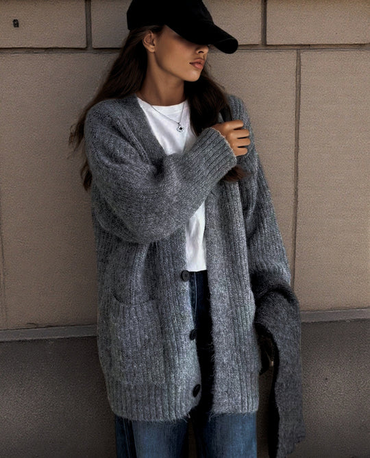 Damen langer Strickcardigan Fudus