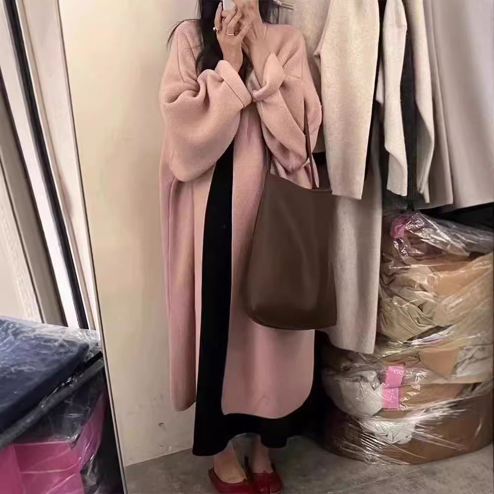 Damen Kuscheliger Strickponcho mit breiten Ärmel Fudus