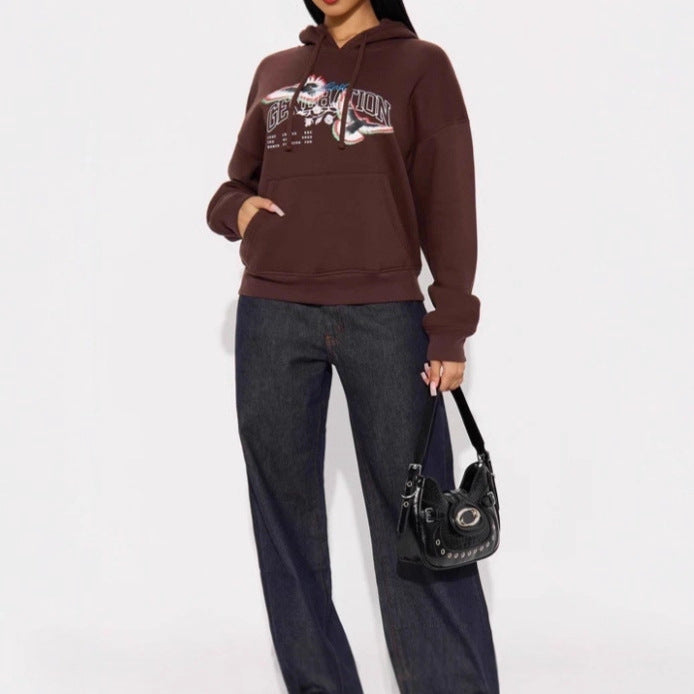 Damen Kapuzenpullover mit modernem Grafikdesign Fudus