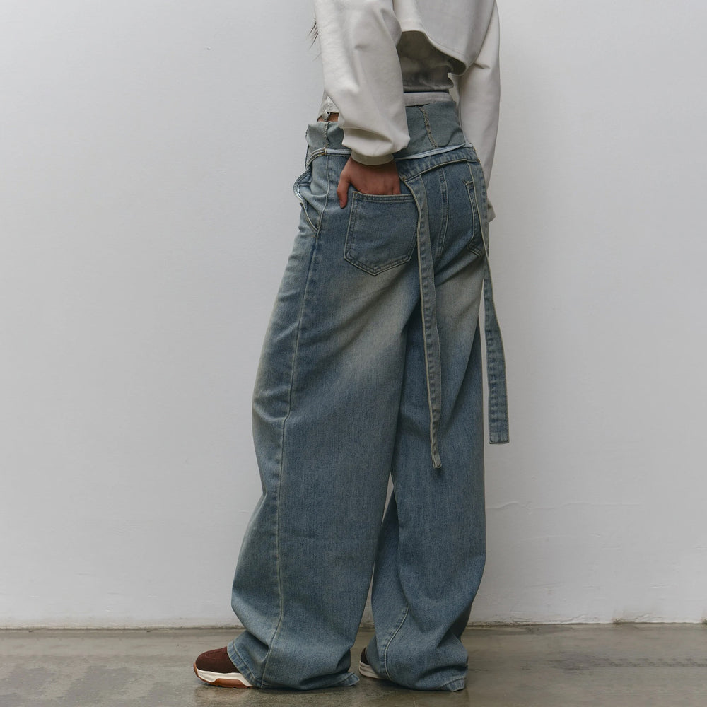 Damen Lässige Jeanslatzhose Fudus