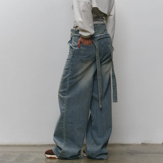 Damen Lässige Jeanslatzhose Fudus