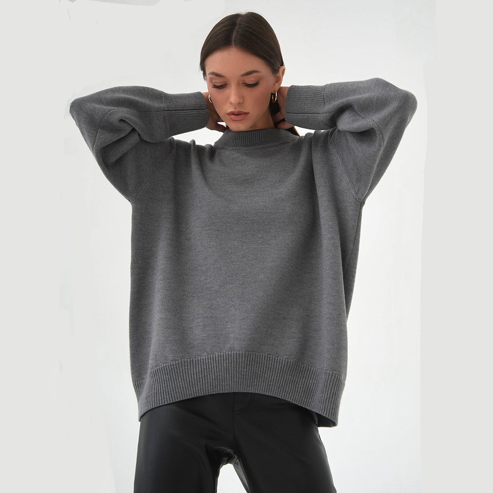 Damen Grobstrickpullover mit weitem Schnitt und lässigem V-Ausschnitt Fudus