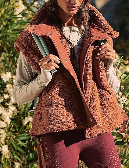 Damen kuschelige Weste aus Fleece mit praktischen Taschen und innovativem Design Fudus