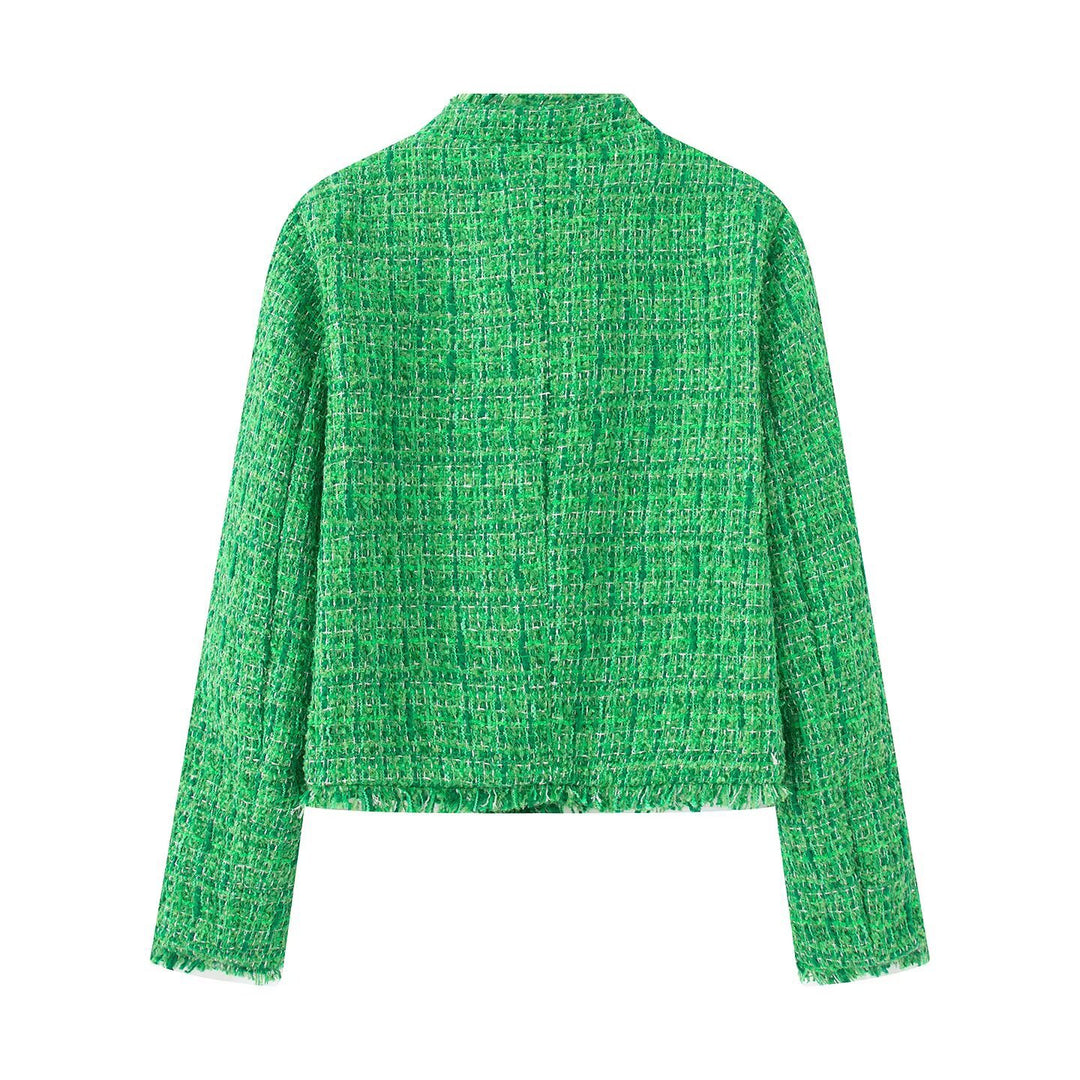 Damen Kurzjacke mit strukturiertem Design und goldenen Knöpfen Fudus