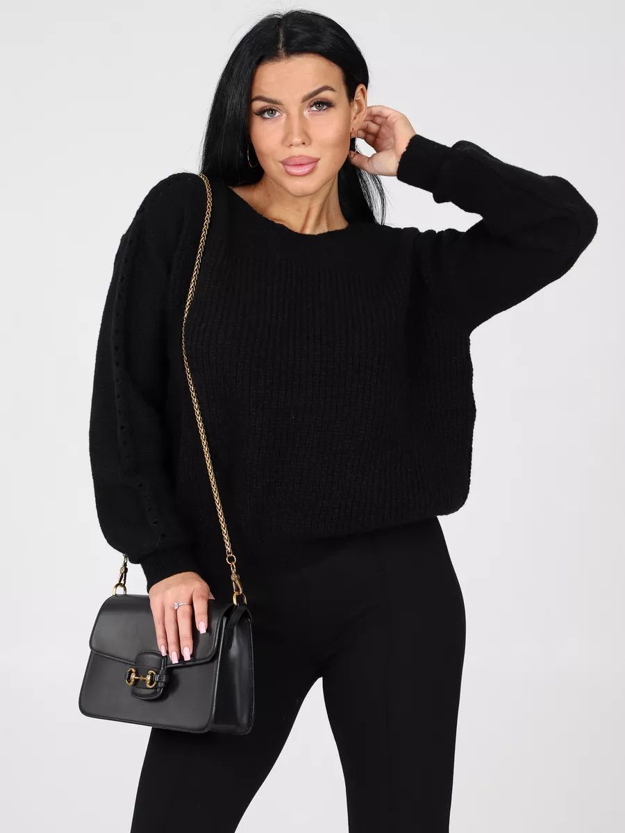 Damen Grobstrickpullover mit eleganten Knopfdetails Fudus