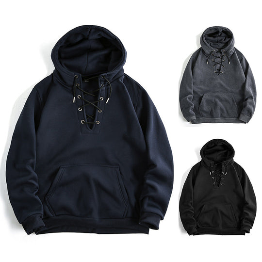 Damen Kapuzenpullover mit raffiniertem Schnürdesign und praktischer Kängurutasche Fudus