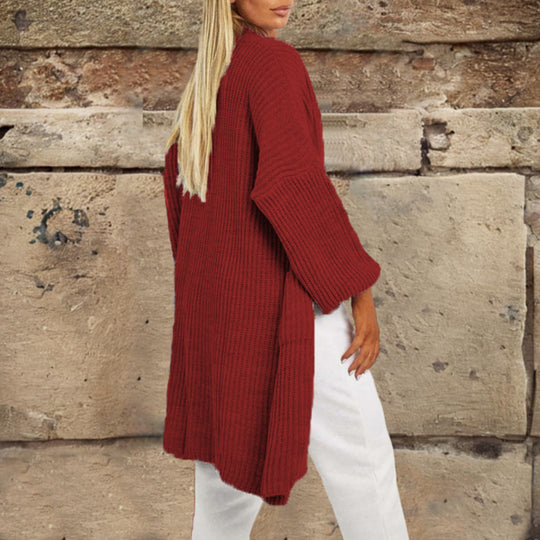 Damen Grobstrickcardigan mit lässigem Schnitt und praktischen Taschen Fudus