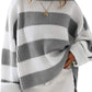 Damen Gestreifter Strickpullover mit weitem Schnitt Fudus