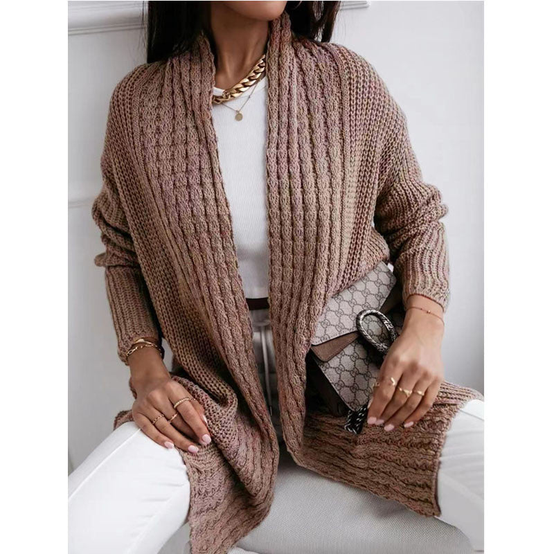 Damen Grobstrick Cardigan mit offenem Schnitt und modischem Strukturdesign Fudus