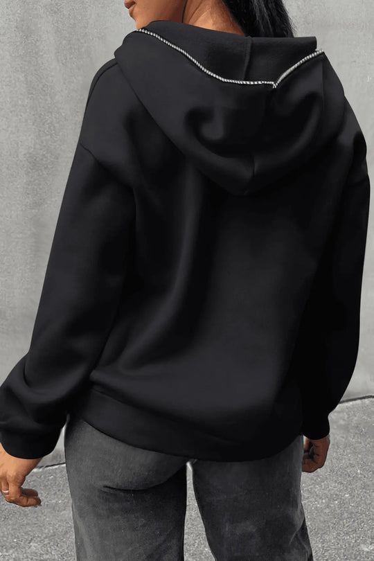 Damen Kapuzenjacke mit kreativem Grafikdruck und Kängurutaschen Fudus