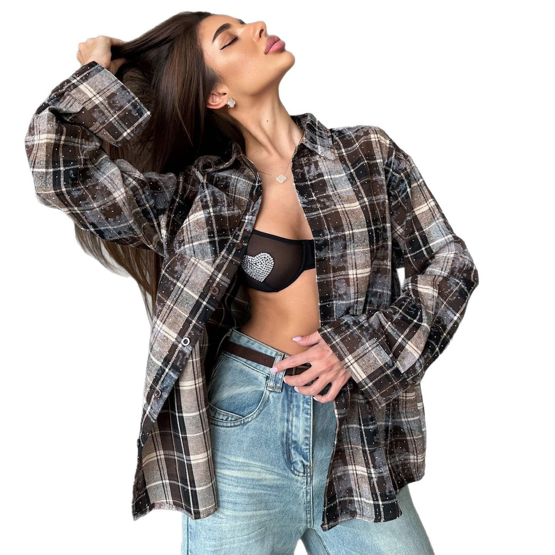 Damen Karierte Overshirt Fudus