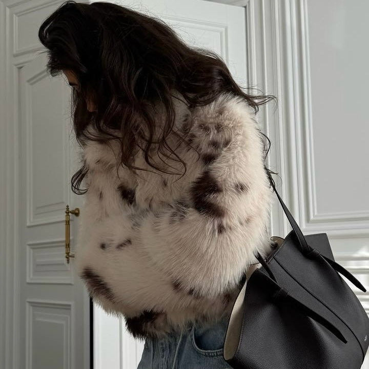 Damen Kunstfelljacke mit modernem Design und hohem Kragen Fudus