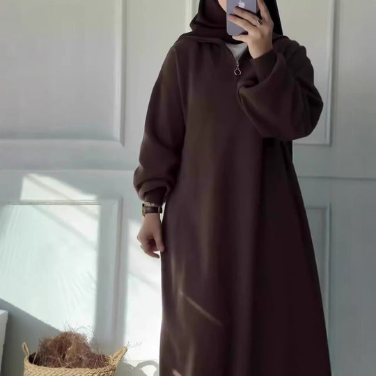 Damen Kapuzenkleid mit Reißverschluss und lässigem Schnitt Fudus