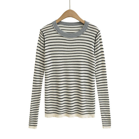 Damen langärmliges Streifenoberteil Fudus