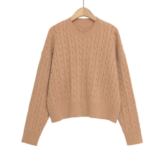 Damen Grobstrickpullover mit Zopfmuster Fudus