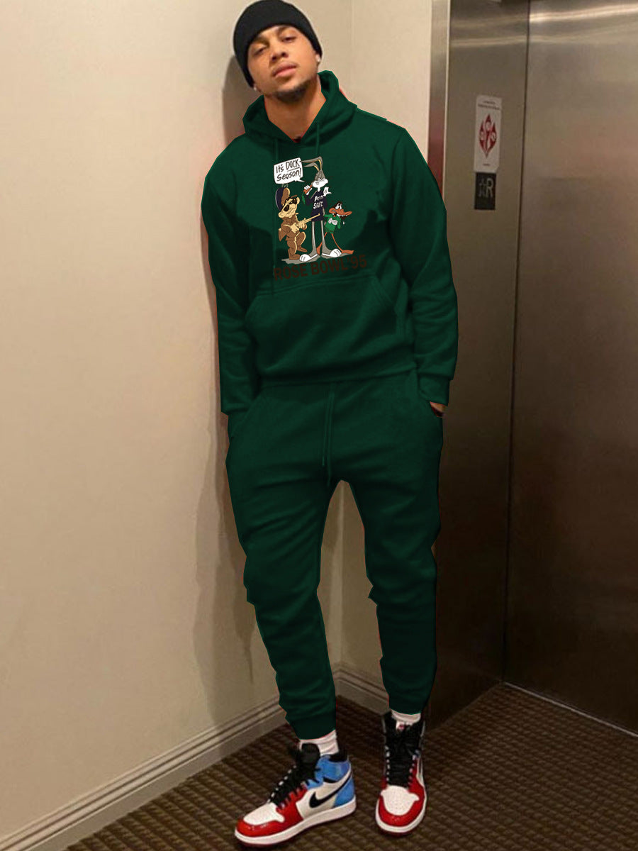 Damen Hoodie und Jogginghose Set mit kreativem Cartoon-Motiv und bequemer Passform Fudus