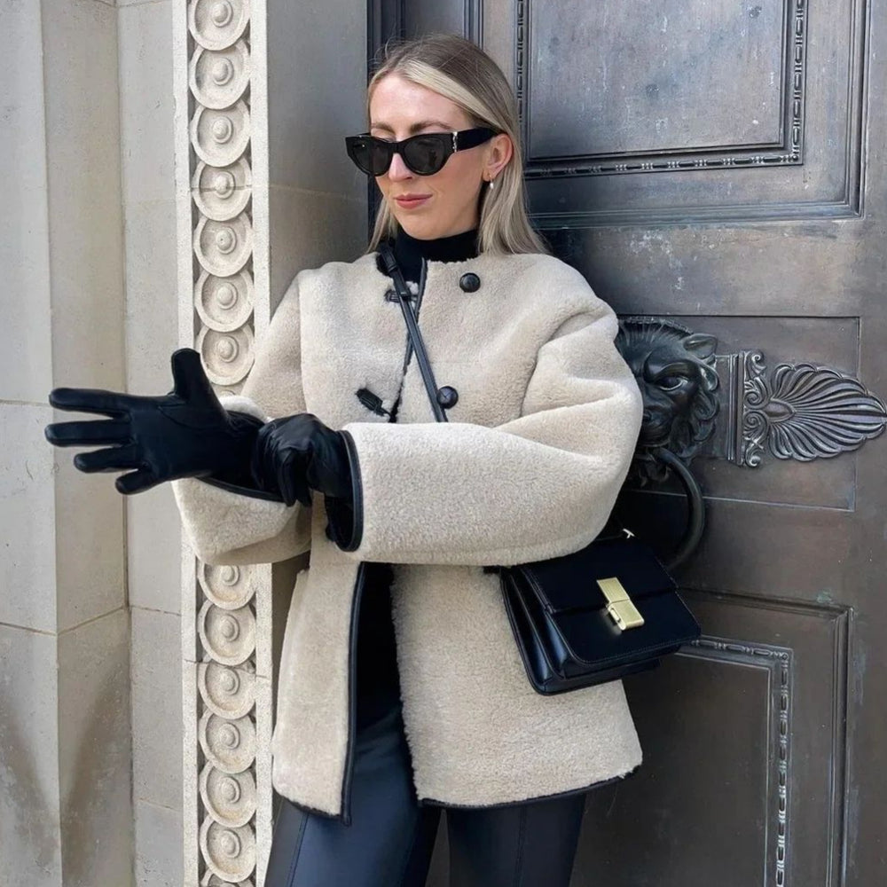 Damen Kuscheljacke mit dekorativen Knopfdetails Fudus