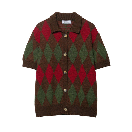 Damen kurzärmliger Jacquard-Cardigan Fudus