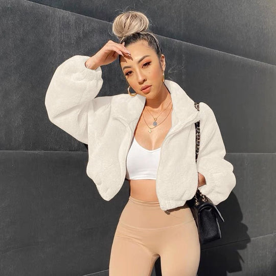 Damen kuschelige Fleecejacke mit oversized Schnitt Fudus