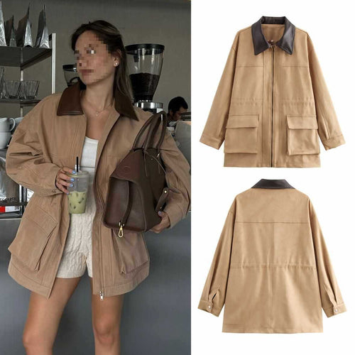 Damen lässige Jacke mit minimalistischer Optik und praktischen Taschen Fudus