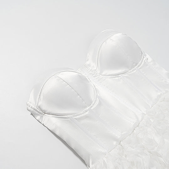 Damen Kleid mit herzerwärmenden Blumenapplikationen Fudus