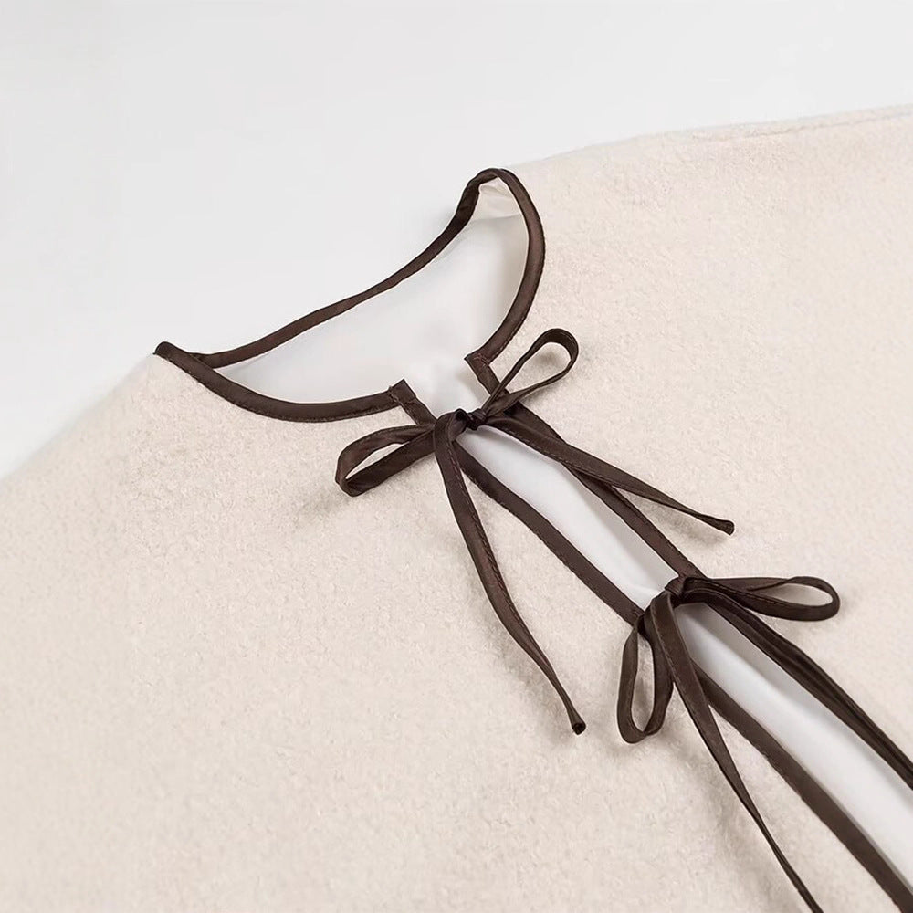 Damen Kuscheljacke mit Bindegürtel und aufgesetzten Taschen Fudus