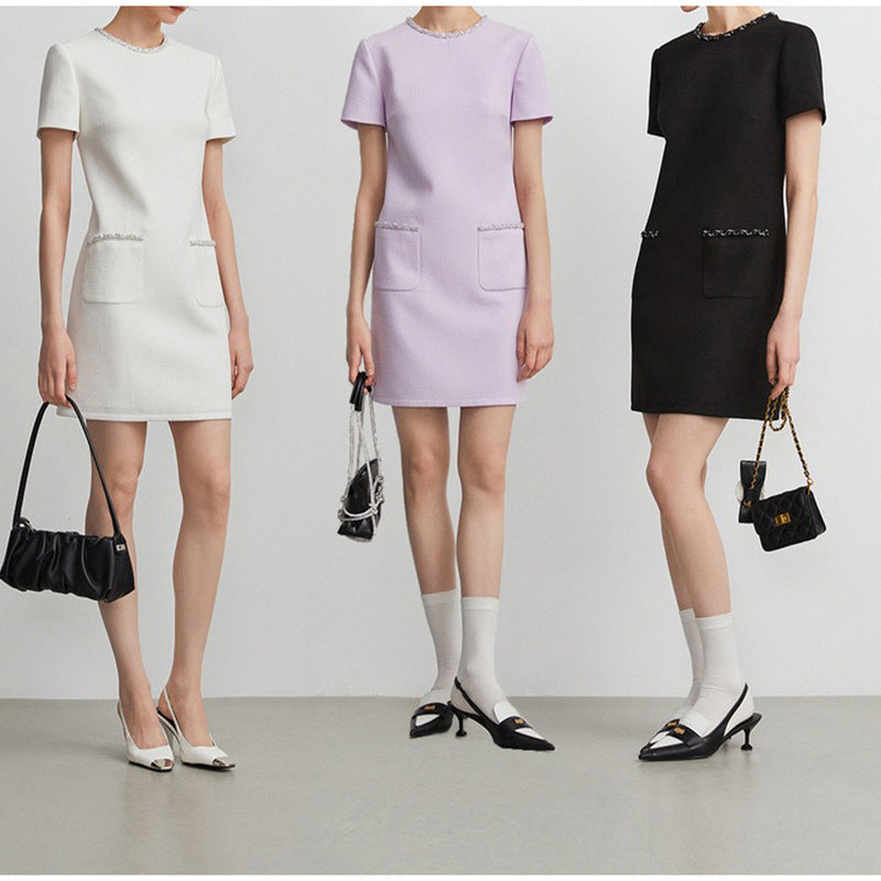 Damen Elegantes Kleid Mit Strukturiertem Stoff