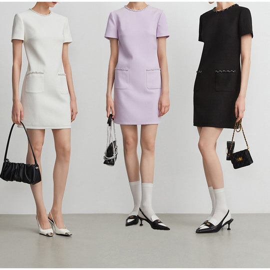 Damen Elegantes Kleid Mit Strukturiertem Stoff