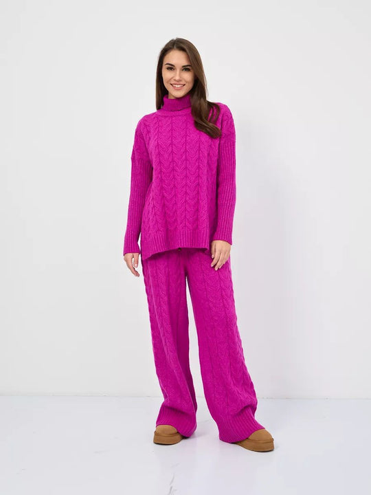 Damen Grobstrickpullover mit hohem Kragen Fudus