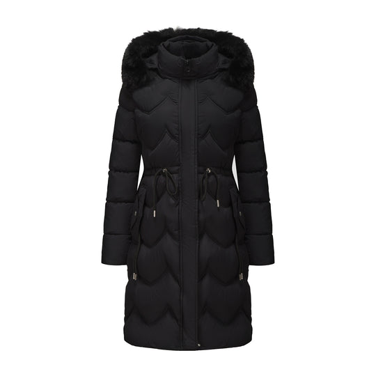 Damen isolierte Winterjacke mit abnehmbarer Kapuze und Plüschkragen Fudus