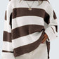 Damen Gestreifter Strickpullover mit weitem Schnitt Fudus