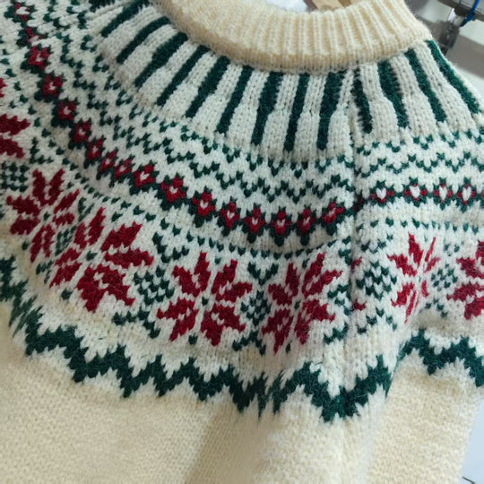 Damen Kuscheliger Pullover mit Weihnachtsmotiv und breitem Schnitt Fudus