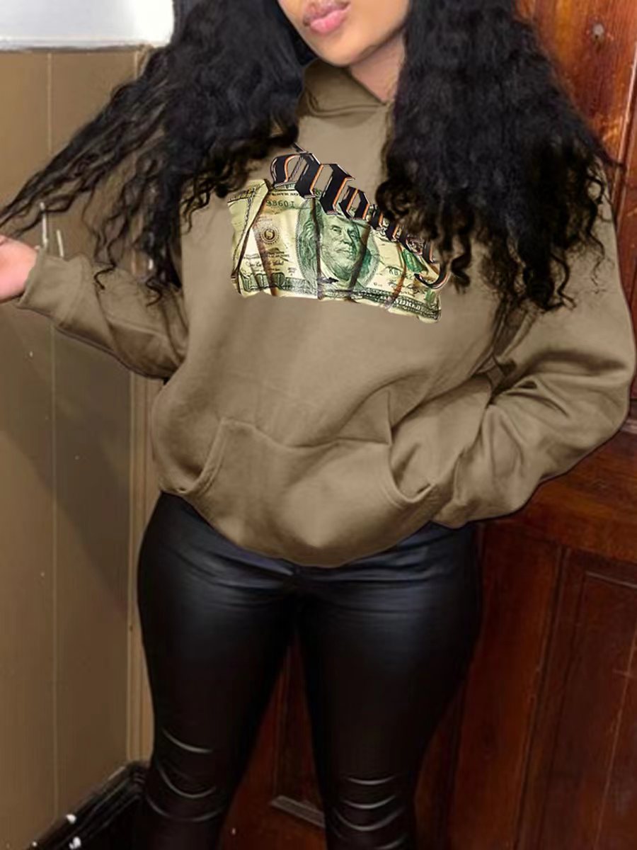 Damen Kapuzenpullover mit kreativem Grafikdruck und bequemer Passform Fudus