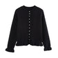Cardigan Damen Rüschensaum Knopfleiste Elegant