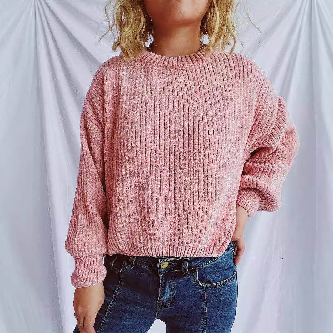 Damen Grobstrickpullover mit weitem Schnitt und strukturiertem Design Fudus