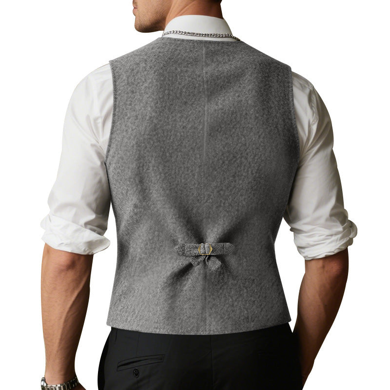 Herren ärmellose Weste aus hochwertigem Wollmix mit praktischen Taschen Fudus