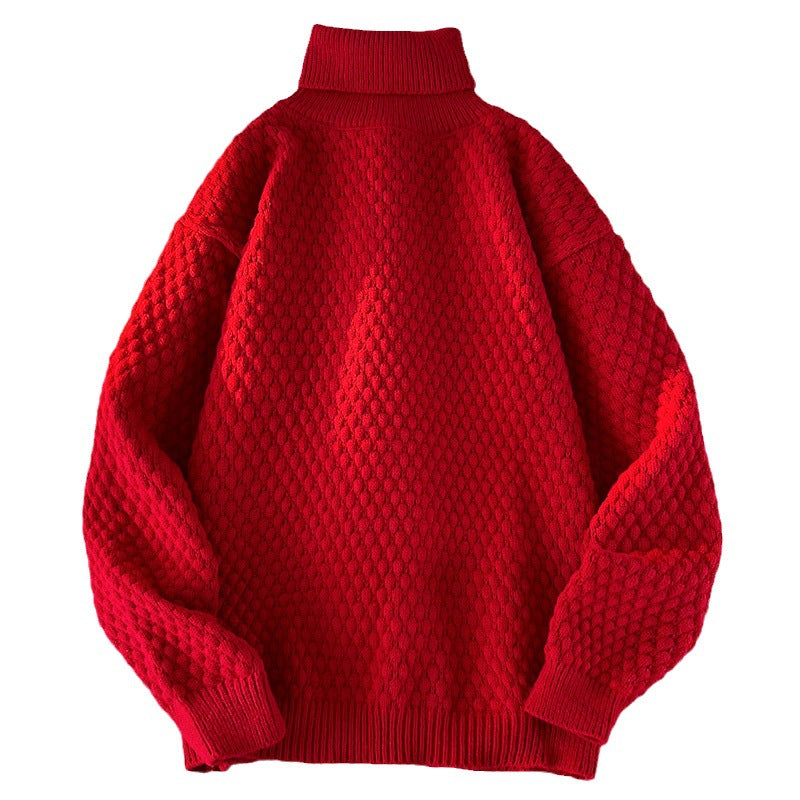 Damen Grobstrick Pullover mit hohem Kragen Fudus