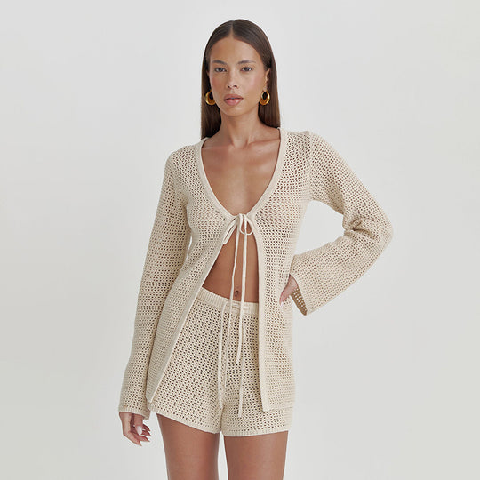 Damen Häkeloberteil und Shorts-Set Fudus