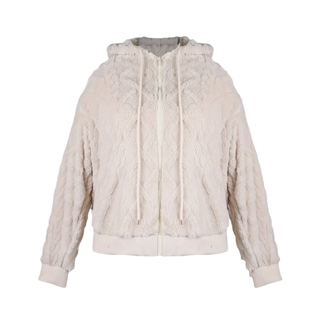 Damen kuschelige Kapuzenjacke aus weichem Teddy-Fleece Fudus