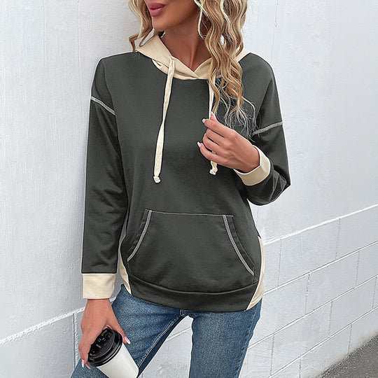 Damen Hoodie mit Kapuze und praktischen Taschen Fudus