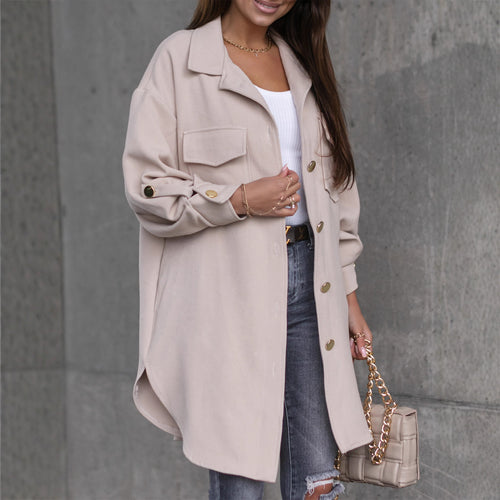 Damen Langarmjacke mit eleganter Knopfleiste und praktischen Taschen Fudus