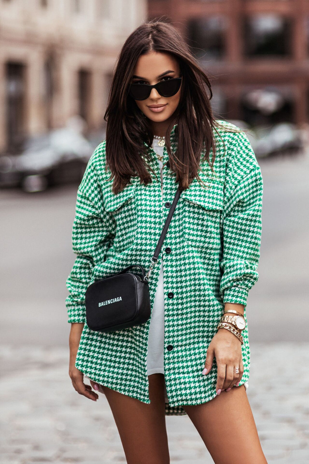 Damen Karierte Overshirt Jacke Fudus